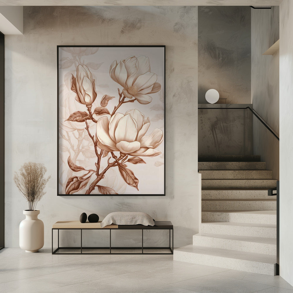 Wall Art Beige Flowers 1