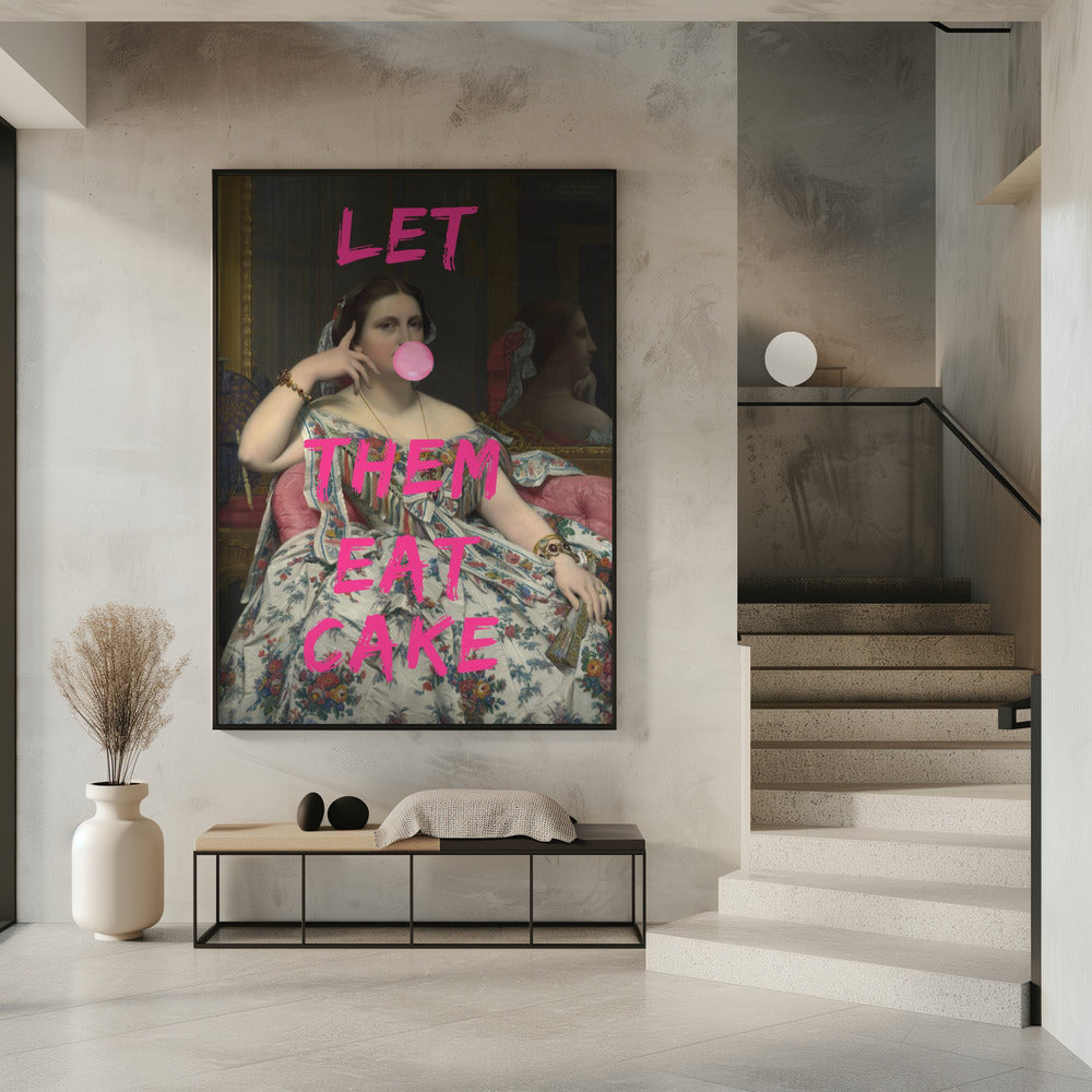 Wall art Let Them Eat Cake, Bubble Gum Vintage Portrait