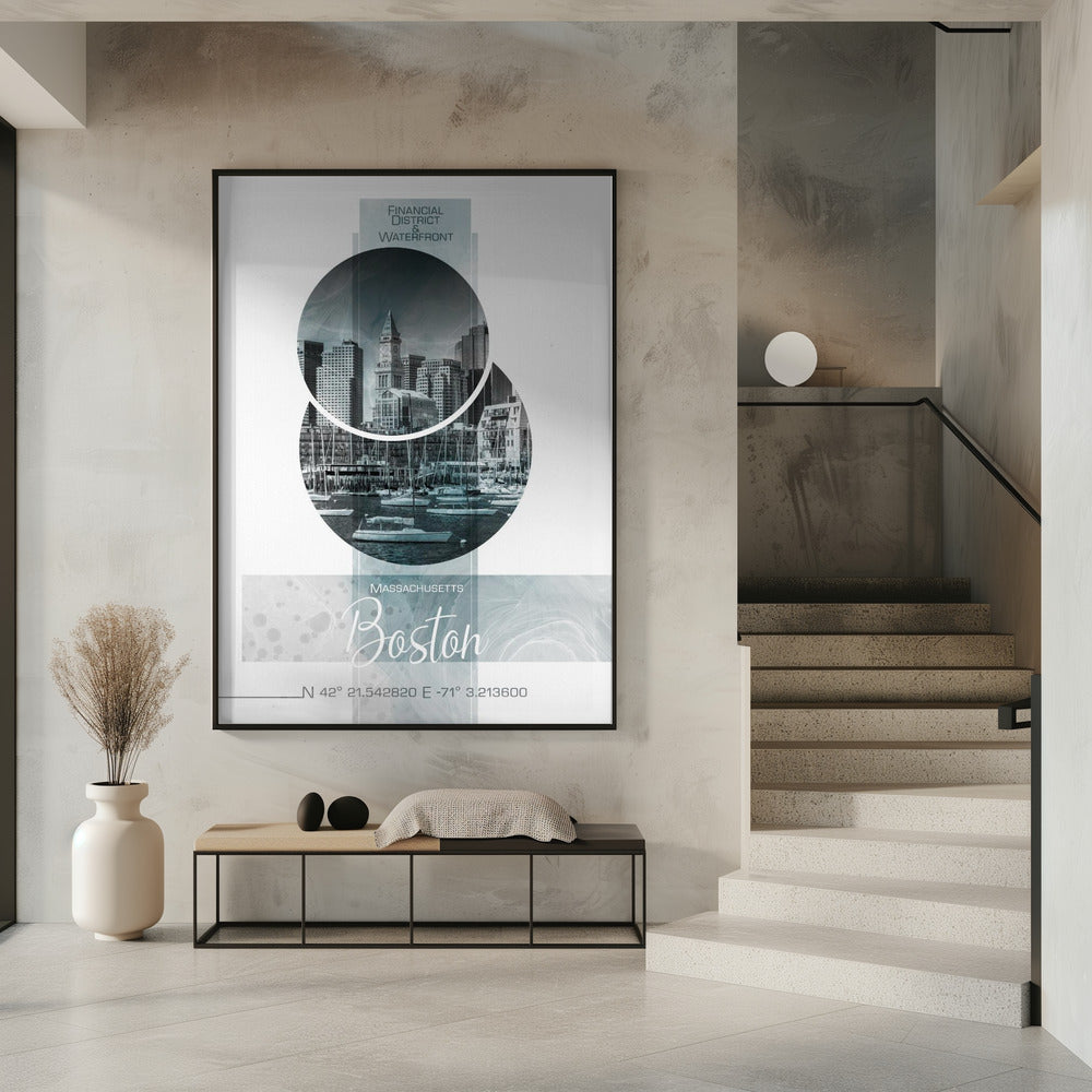 Wall art Poster Art BOSTON Waterfront | turquoise marble