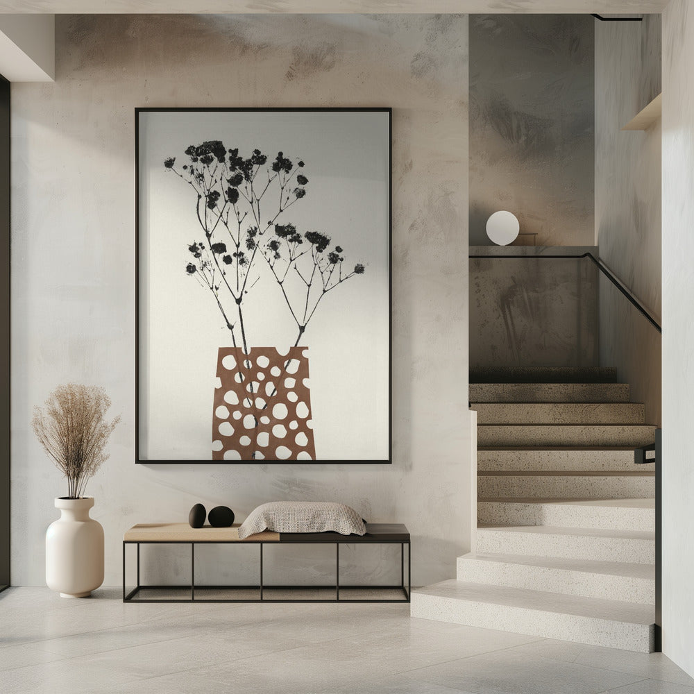 Wall art Gypsophila In a Brown Vase