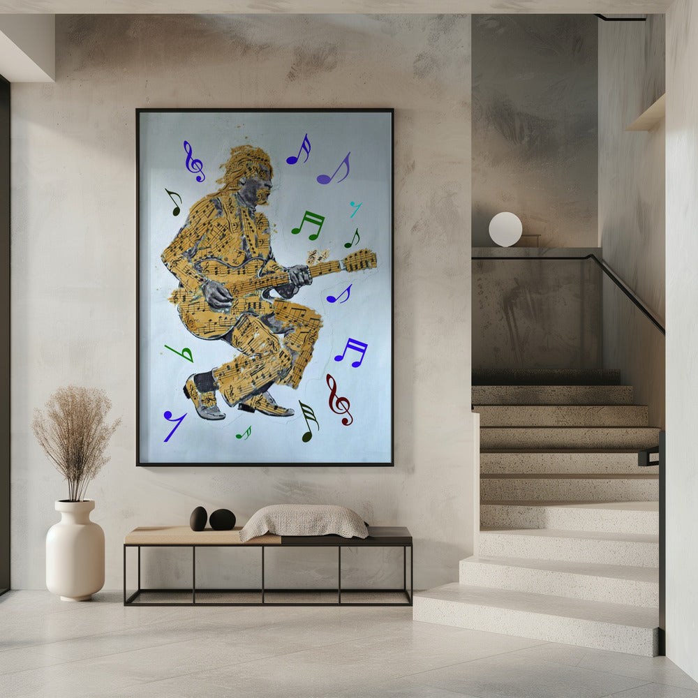Wall art Guitarist Music Notes Canvas Print