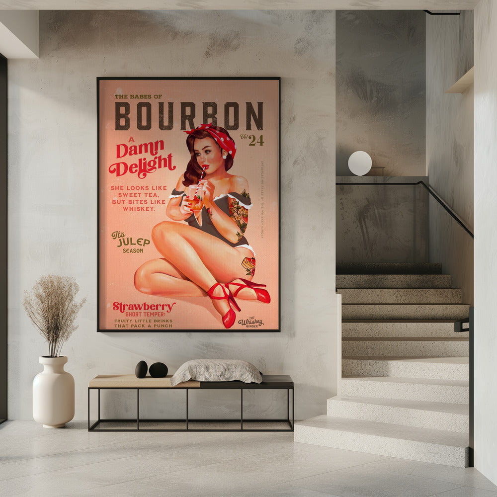 Wall art Babes of Bourbon Vol 22 Vintage Pinup Girl Drinking A Cocktail