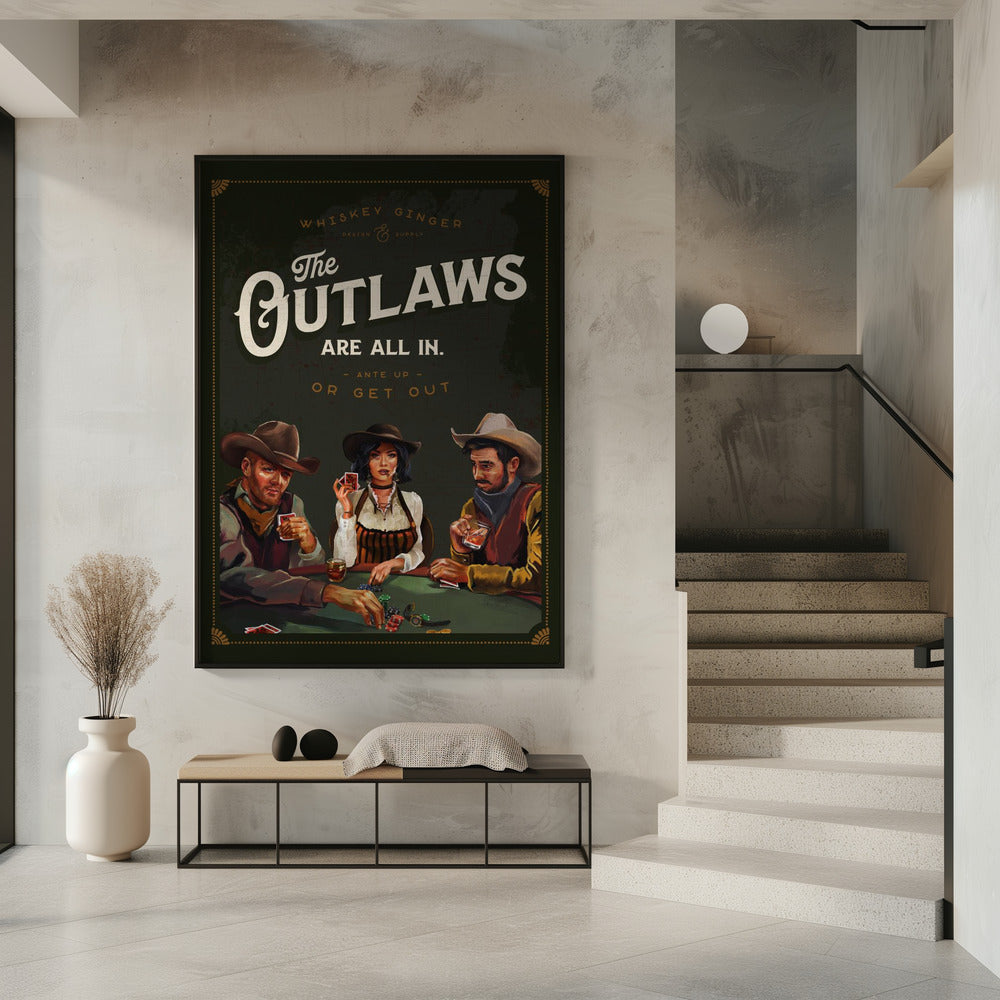 Wall Art Outlaws Are All In Cool Cowboy Poker Art