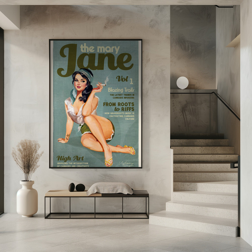 Wall art Mary Jane Retro Vintage Pinup Cannabis Art