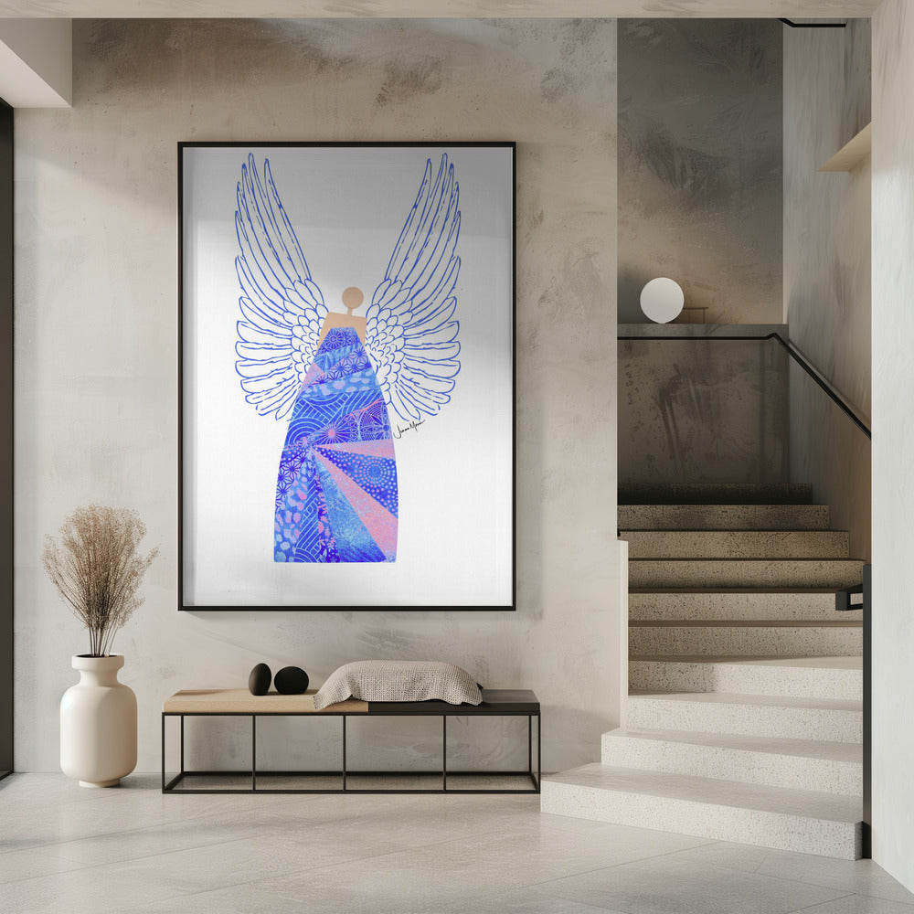 Wall art Angel in Blue Canvas Print
