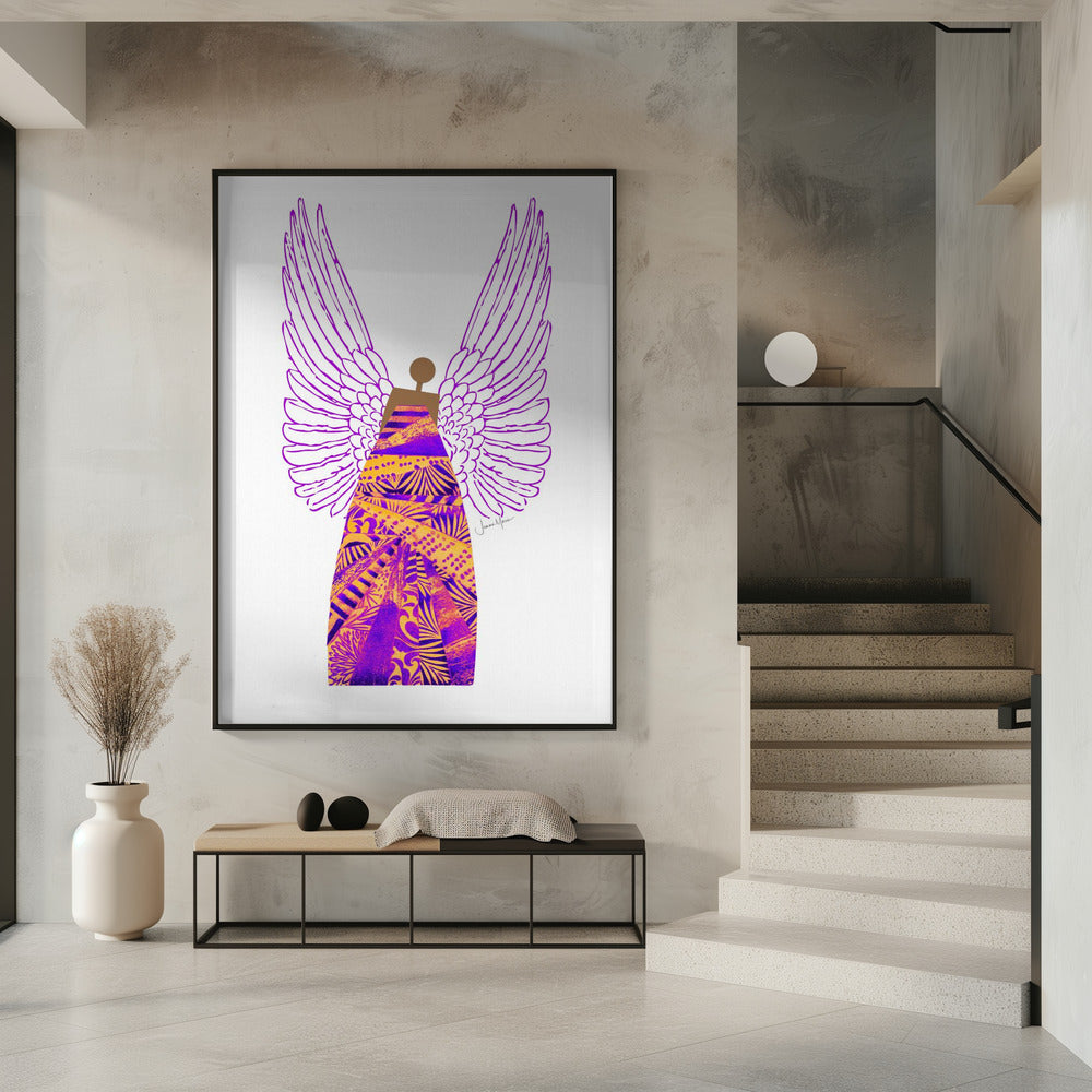 Wall art Angel in Purple & Orange Canvas Print