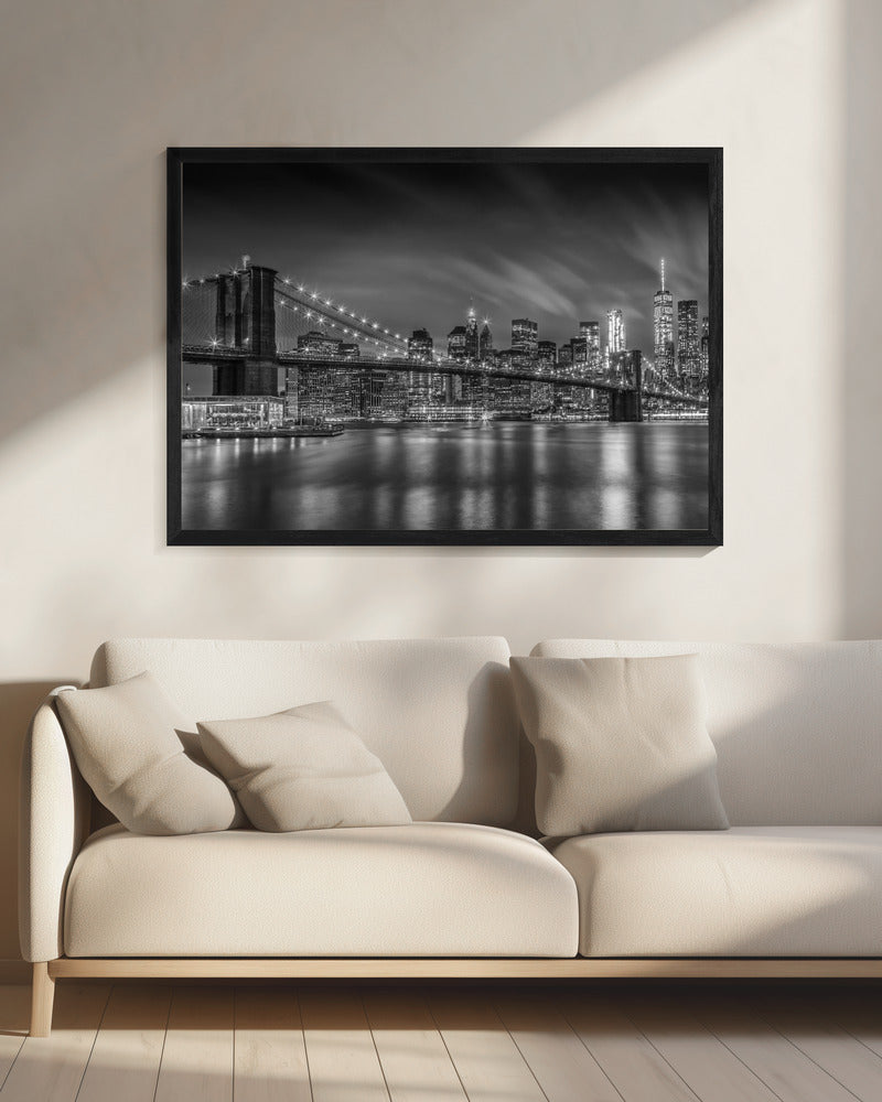 Wall art-BROOKLYN BRIDGE Nightly Impressions - Monochrome