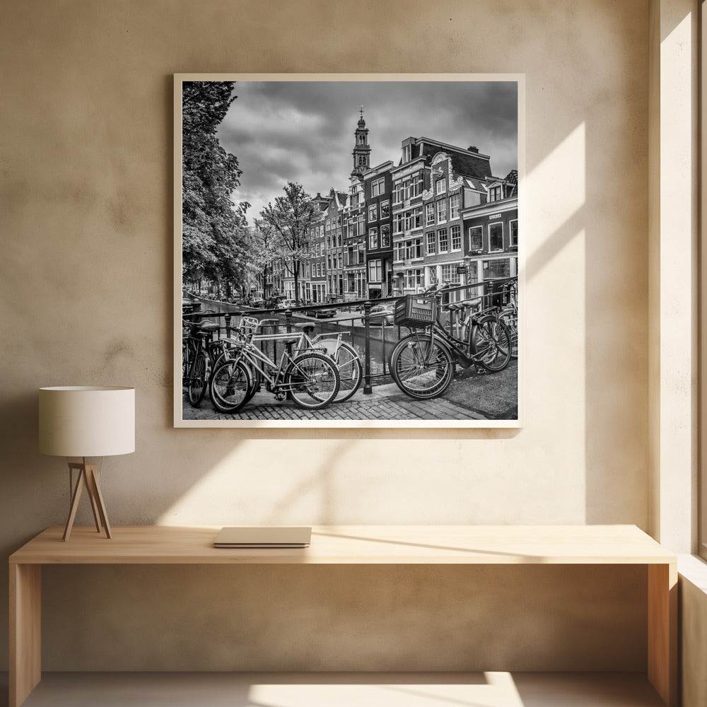 Wall art AMSTERDAM Flower Canal black & white