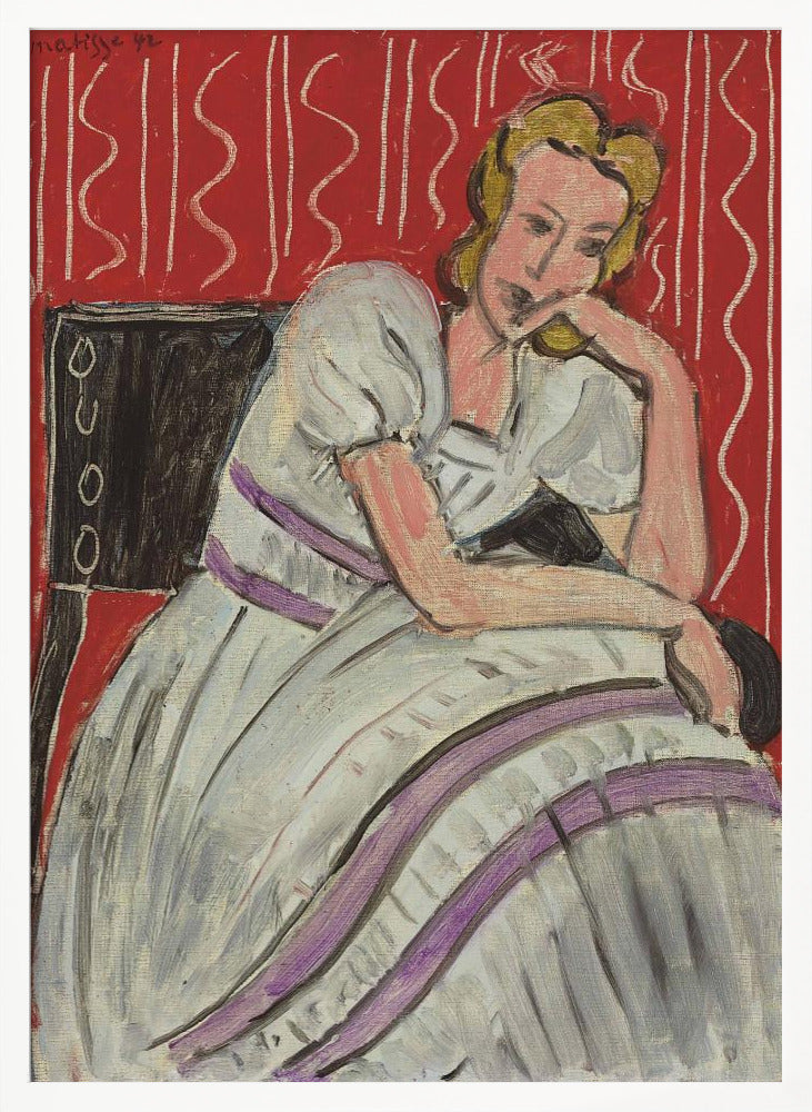 Wall art Jeune Femme Assise En Robe Grise