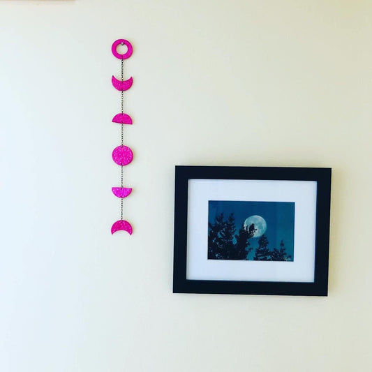 Pink Moon Phase Wall Hanging, Little Girl Room Décor