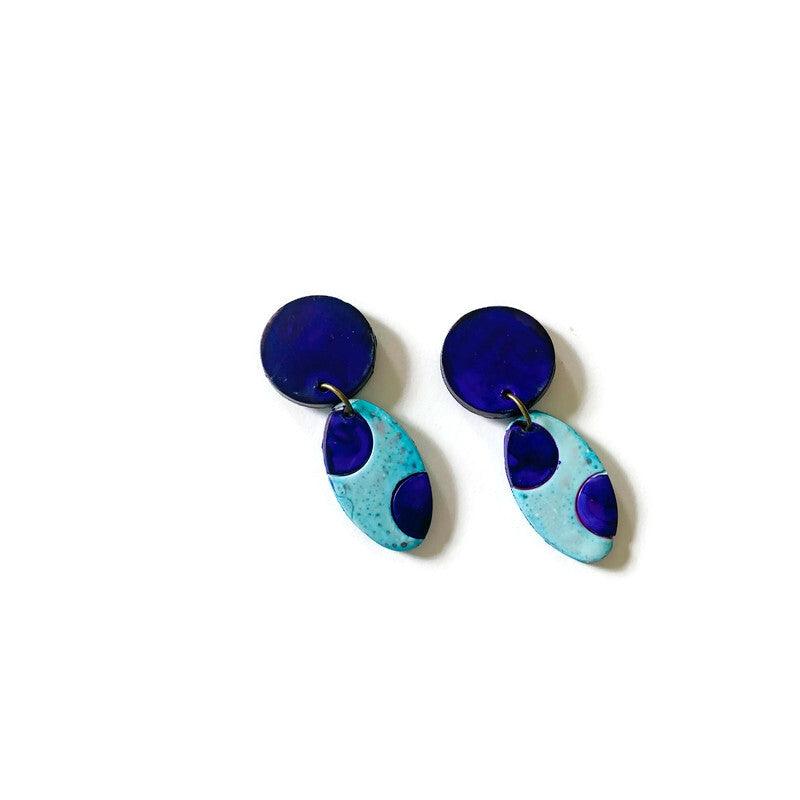 Polka Dot Earrings Post or Clip On Earrings Handmade