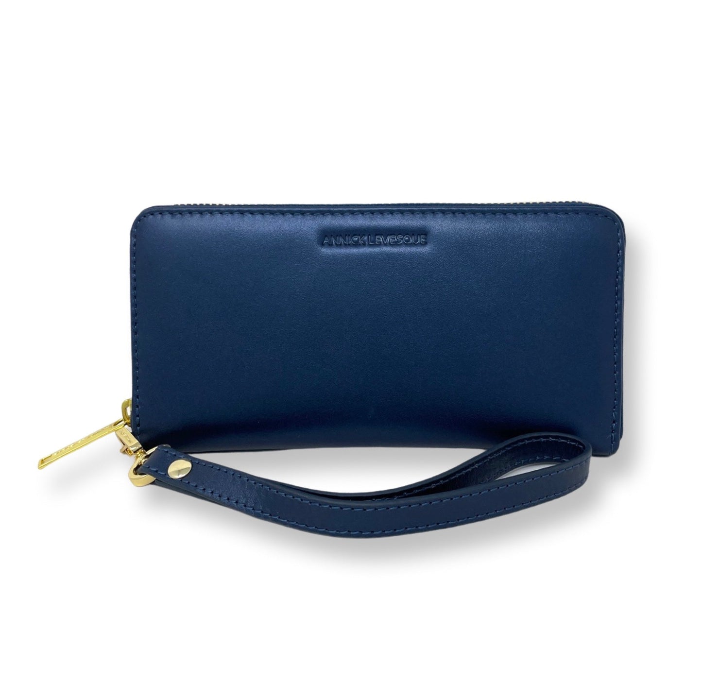 Portefeuille en cuir véritable Bleu Marine, Carla