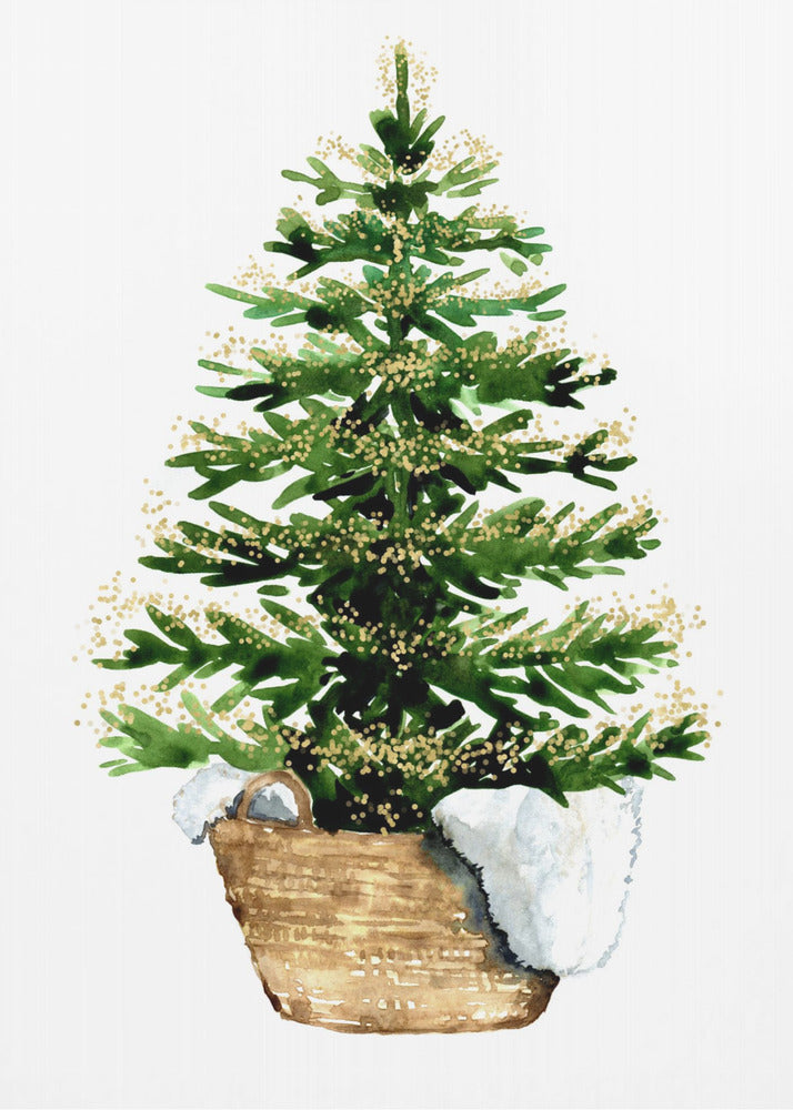 Wall art Cozy watercolor Christmas tree (2) Canvas Print