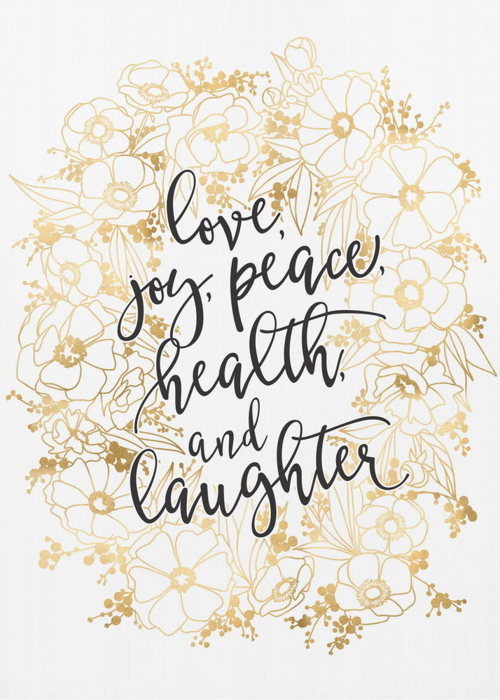 Wall art Holiday wishes with gold flowers Canvas Print