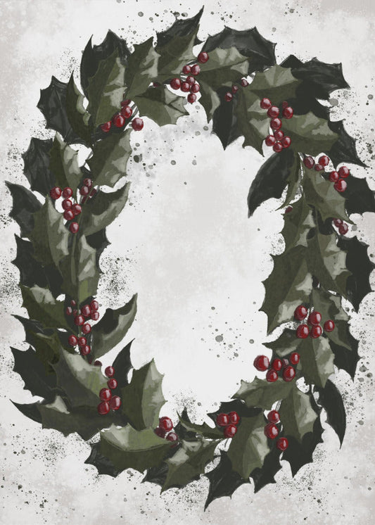 Wall art Splatters holly wreath Canvas Print