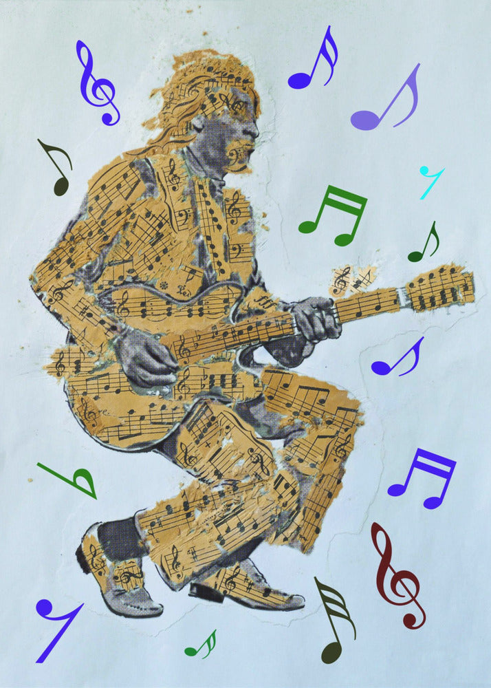 Wall art Guitarist Music Notes Canvas Print