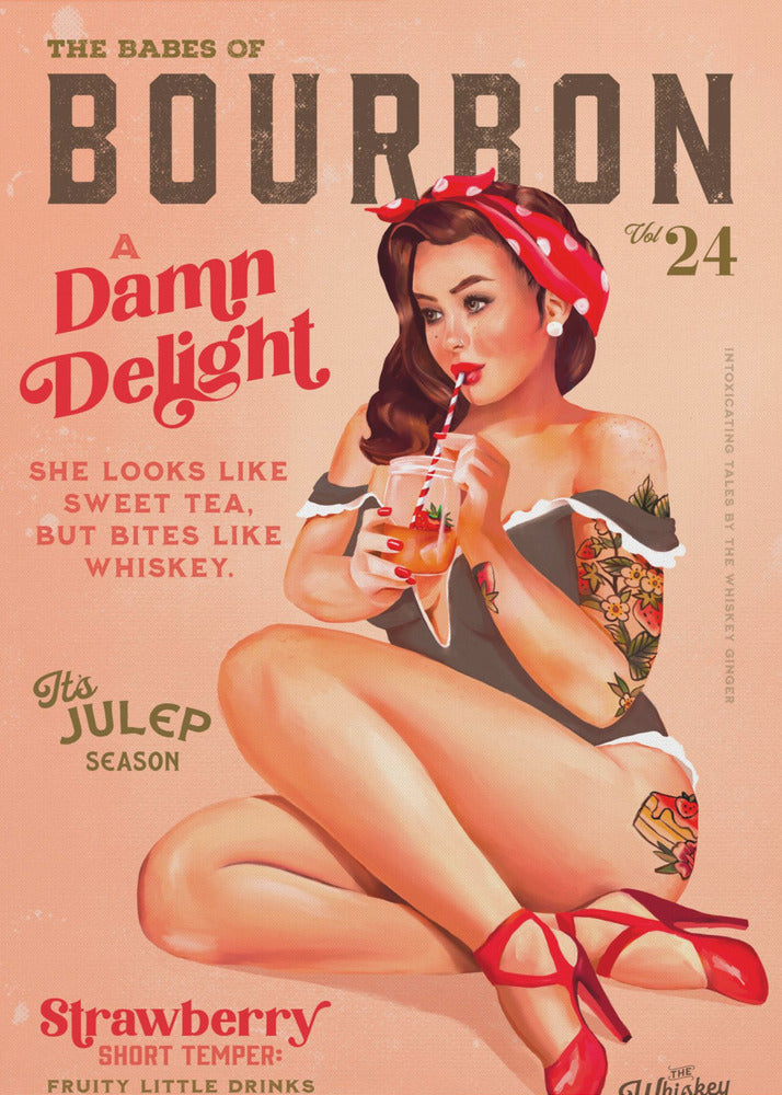 Wall art Babes of Bourbon Vol 22 Vintage Pinup Girl Drinking A Cocktail