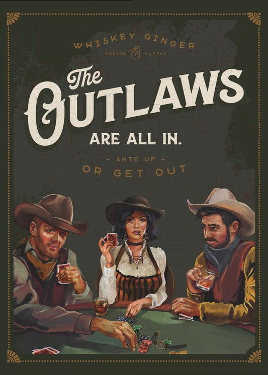 Wall Art Outlaws Are All In Cool Cowboy Poker Art