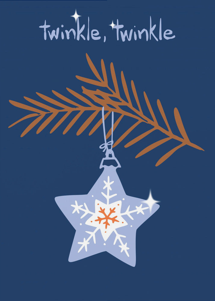 Wall art Cheerful twinkle Christmas star blue Canvas Print