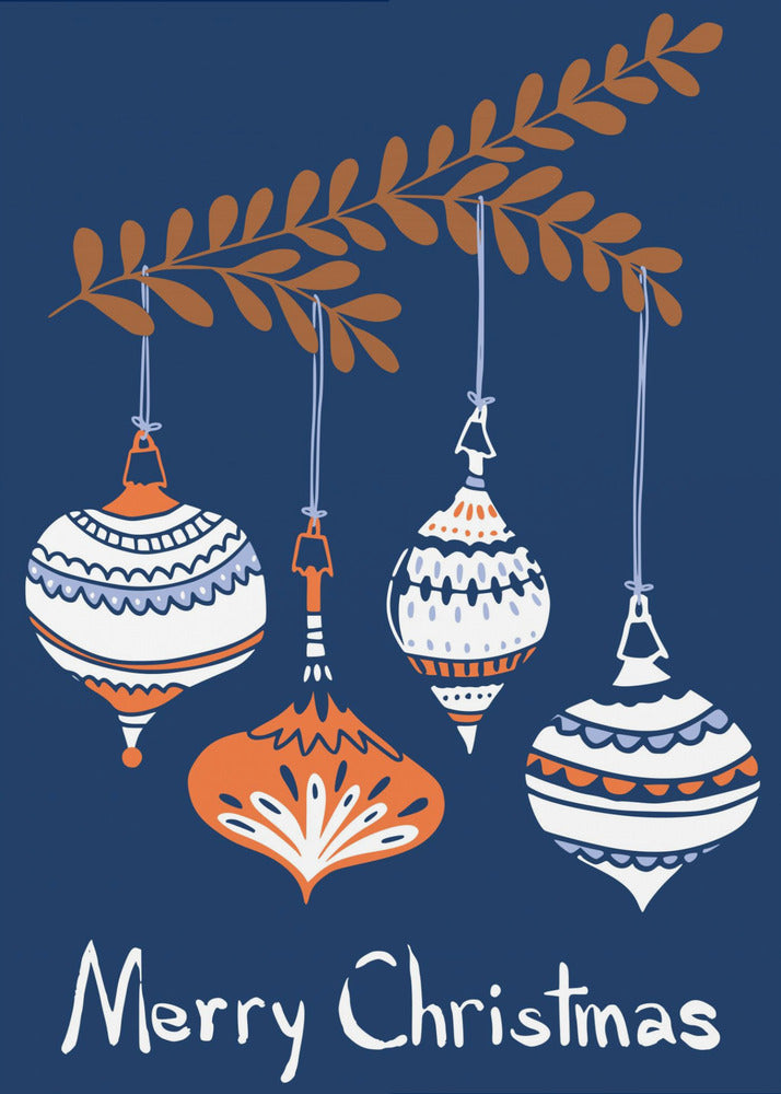 Wall art Cheerful little Christmas baubles blue Canvas Print