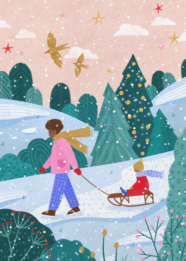 Wall art Snowy Sledge Walk 2 Canvas Print