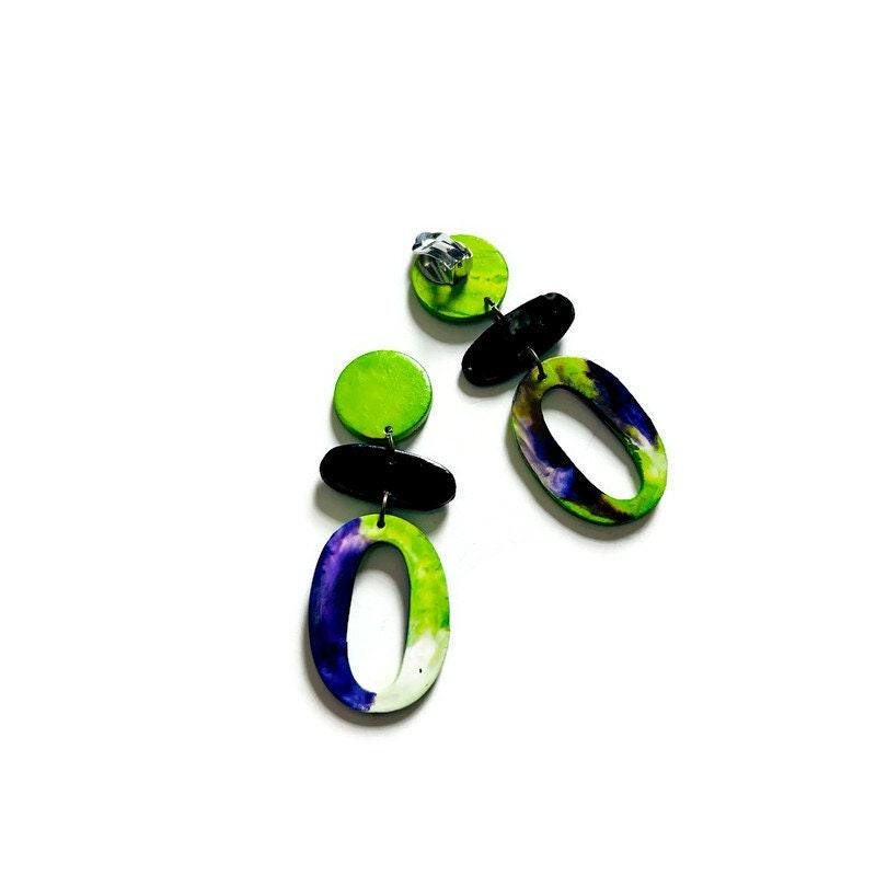 Purple & Neon Green Statement Jewelry Set