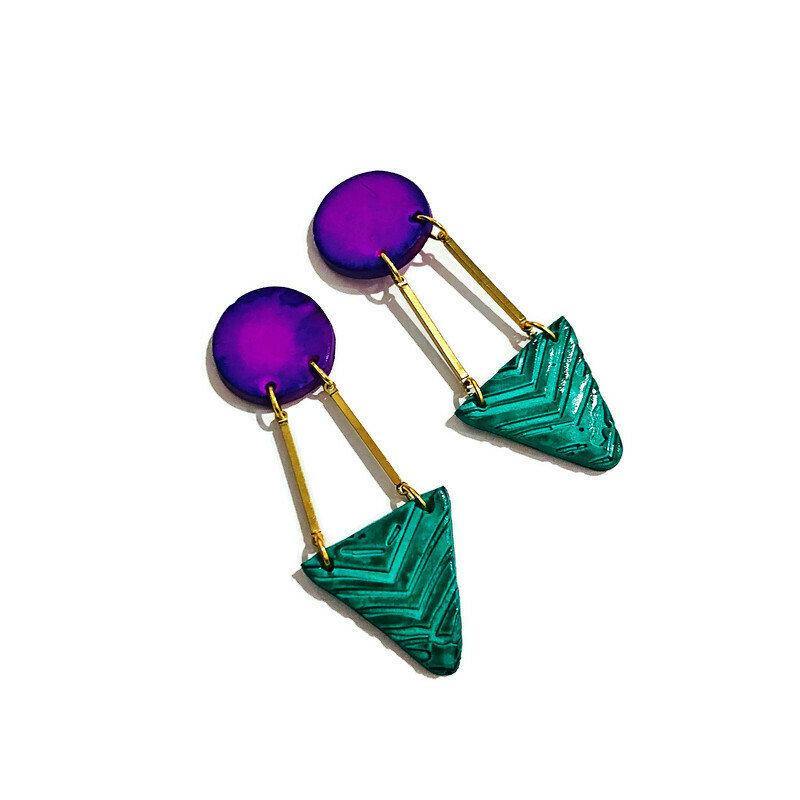 Black & Gold Art Deco Earrings Handmade- "Dupa"