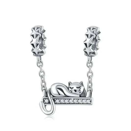 Purrfectly Celestial: Adorable Cat Star Charm (925 Silver)