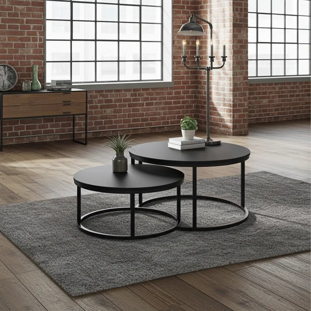 Tables à Café gigogne en bois d'Acacia (Noir)