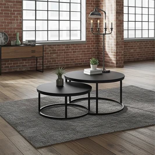 Tables à Café gigogne en bois d'Acacia (Noir)