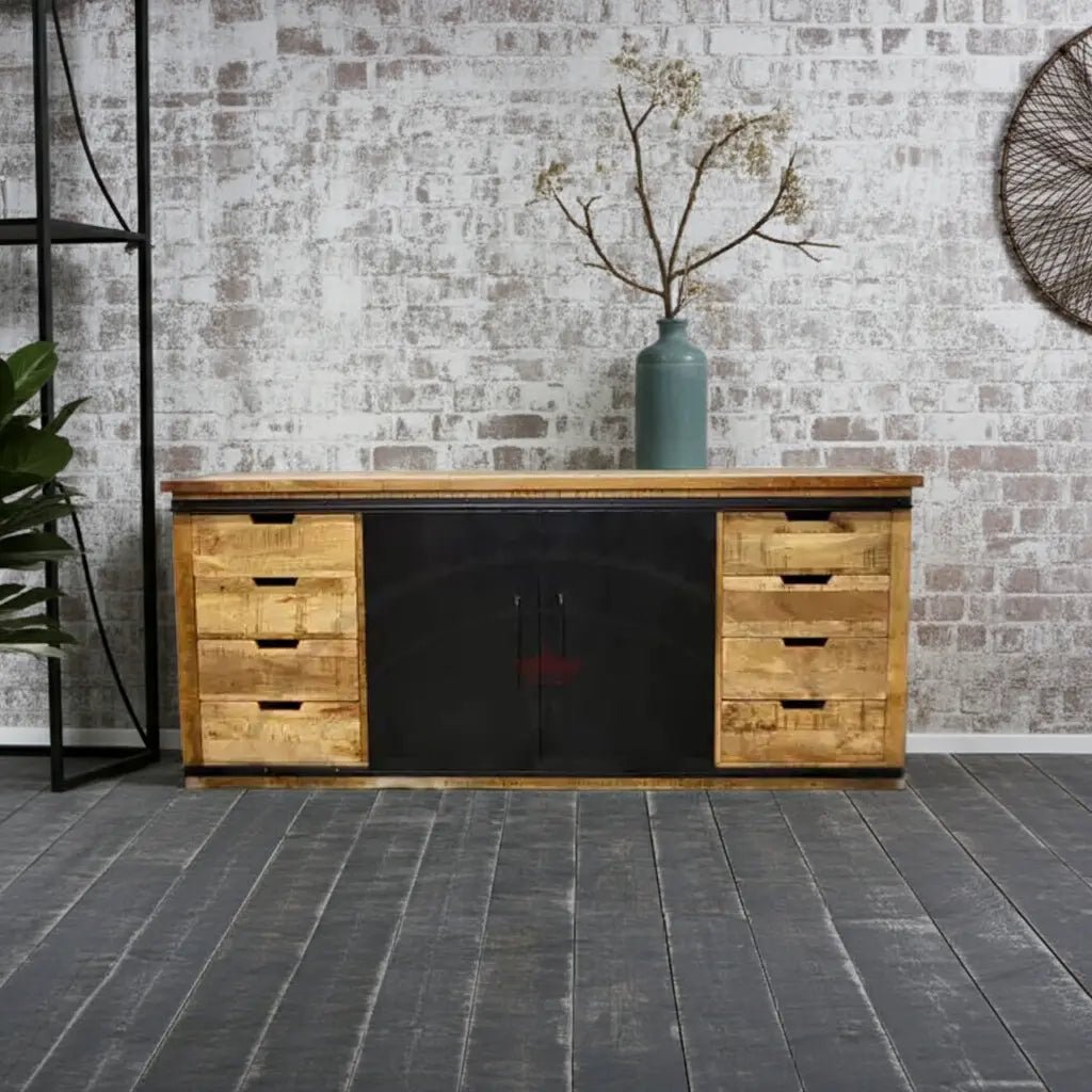 Buffet en bois de manguier portes coulissantes (Naturel)