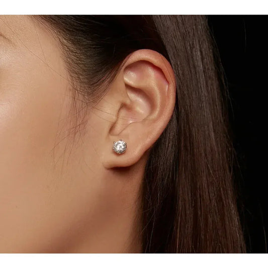 Radiant Moissanite Stud Earrings | D Color Round Cut 925 Silver, Gold Plated