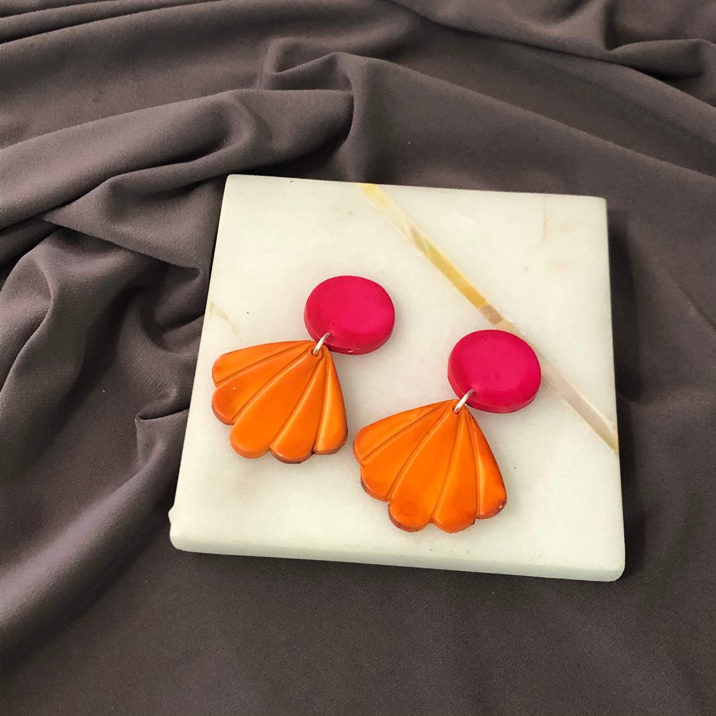 Seashell Drop Statement Earrings, Post or Clip On – "Sarah"