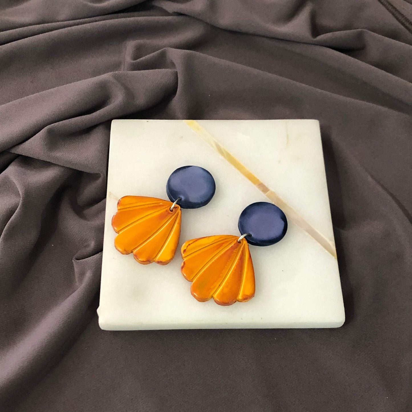 Seashell Drop Statement Earrings, Post or Clip On – "Sarah"