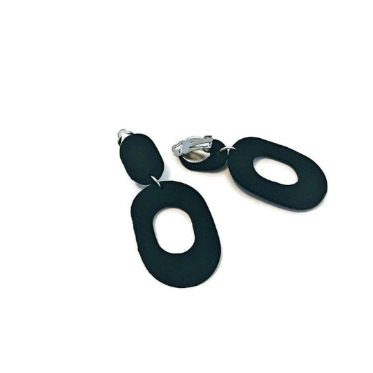 Open Oval Hoop Statement Earrings, Post or Clip On – "Pam"