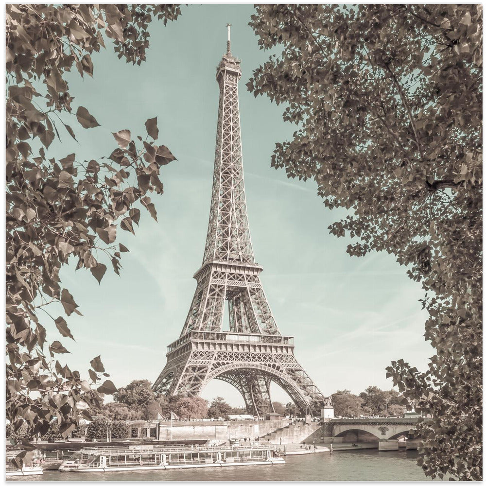 Wall art PARIS Eiffel Tower &amp; River Seine | urban vintage style
