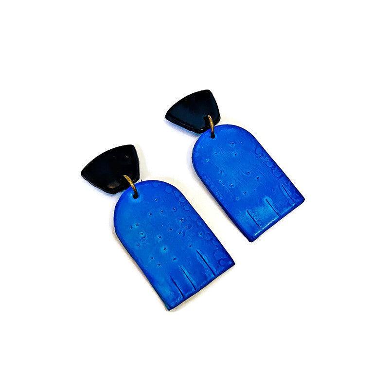 Bold Two-Tone Geometric Earrings, Post or Clip On – "Moe"