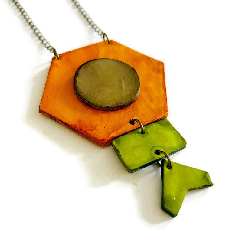 Rustic Geometric Statement Pendant Handmade