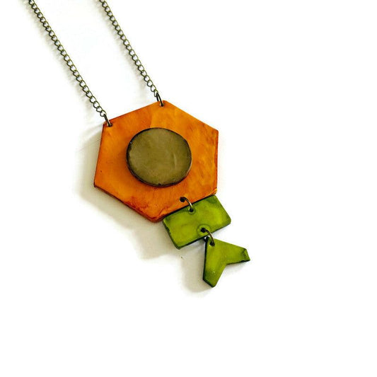 Rustic Geometric Statement Pendant Handmade