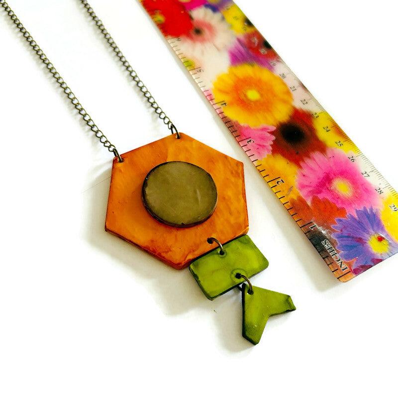 Rustic Geometric Statement Pendant Handmade
