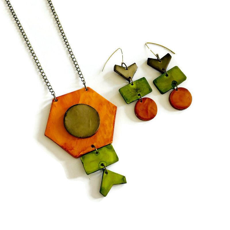 Rustic Geometric Statement Pendant Handmade