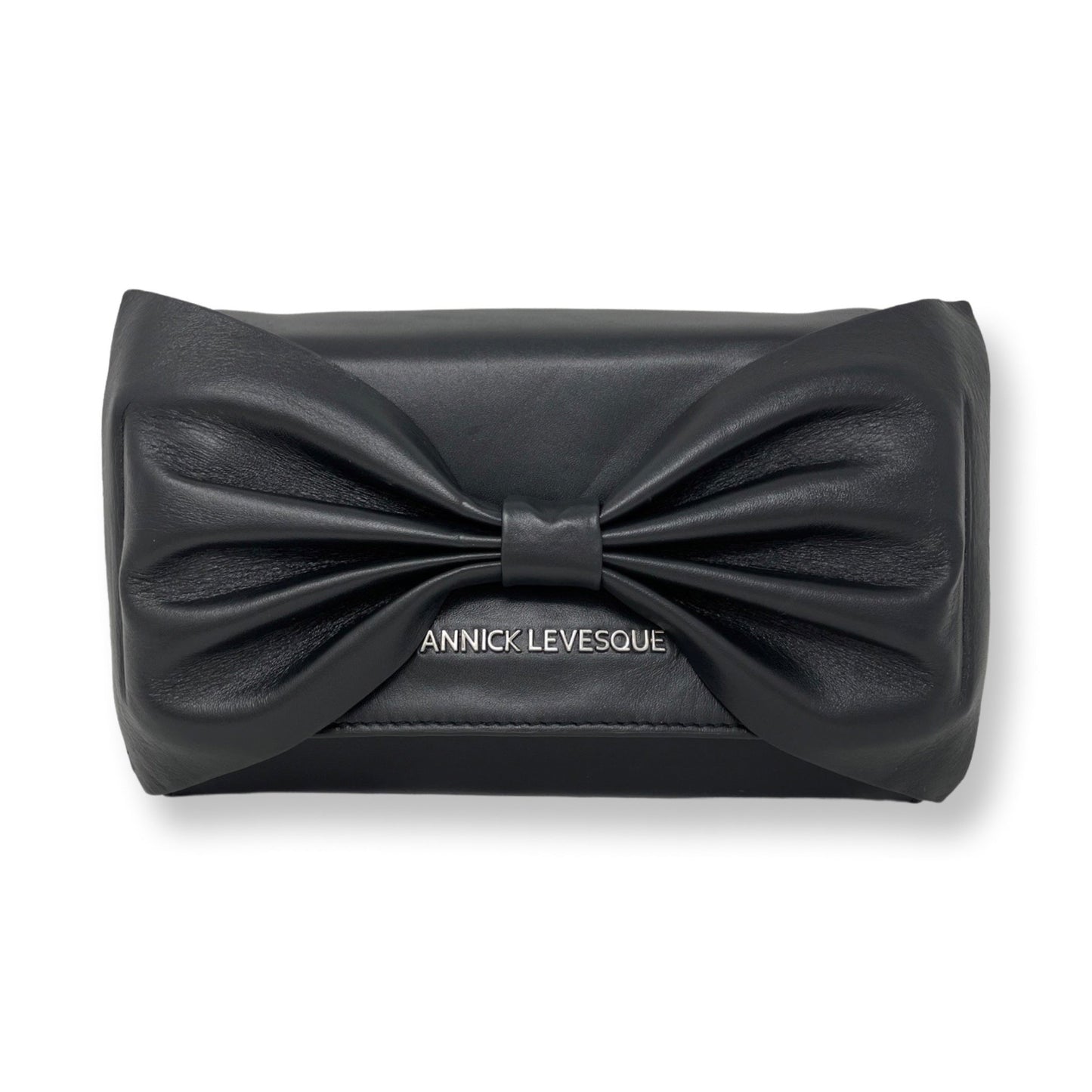 Sac à main en cuir véritable noir avec noeud papillon | Scarlett - PRÉCOMMANDE