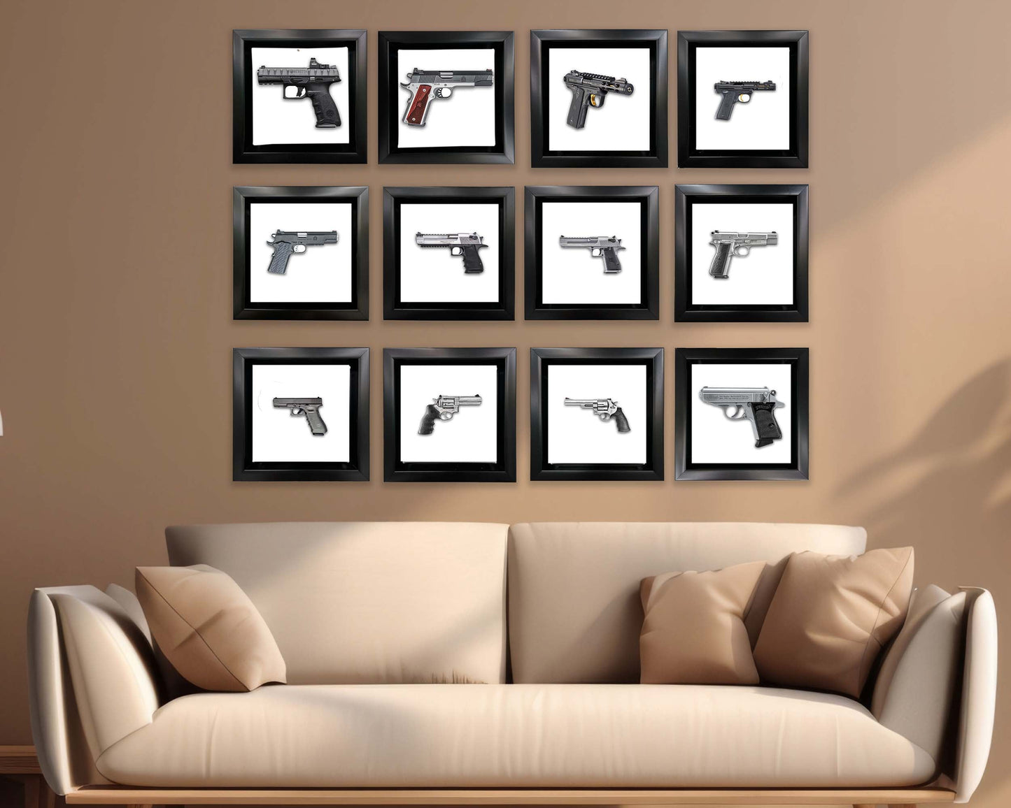 Set of 12 Mini Framed Fine Art Gun Canvases