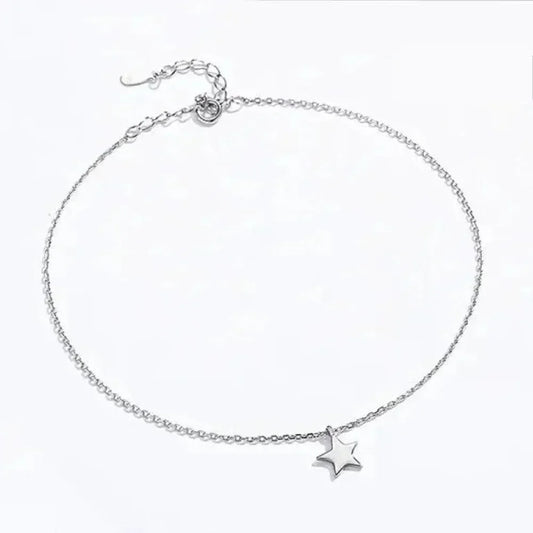 Simple Star Silver Anklet | 925 Sterling Silver Bracelet For Women | Fashion Foot Jewelry Sct009