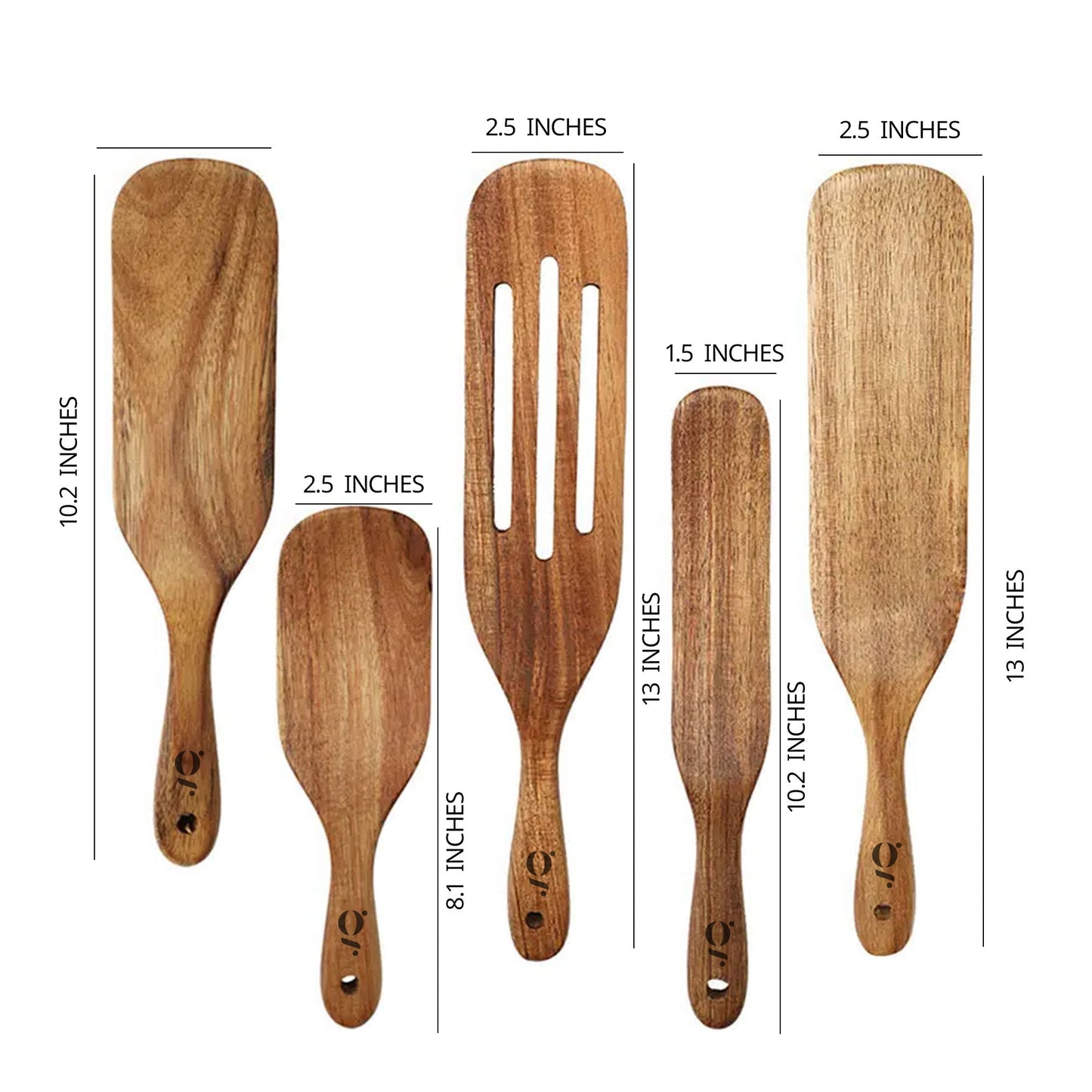 Acacia Wood Spurtle Set of 5 Piece , Wooden Cooking Utensils