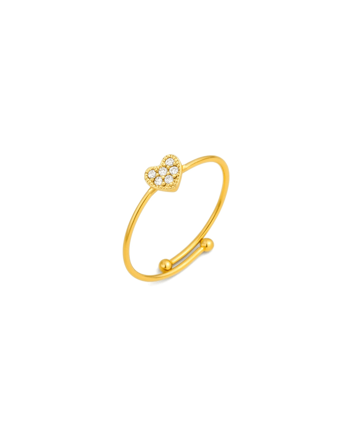 Sparkling Heart Adjustable Ring