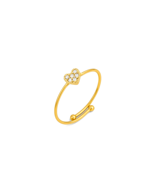 Sparkling Heart Adjustable Ring