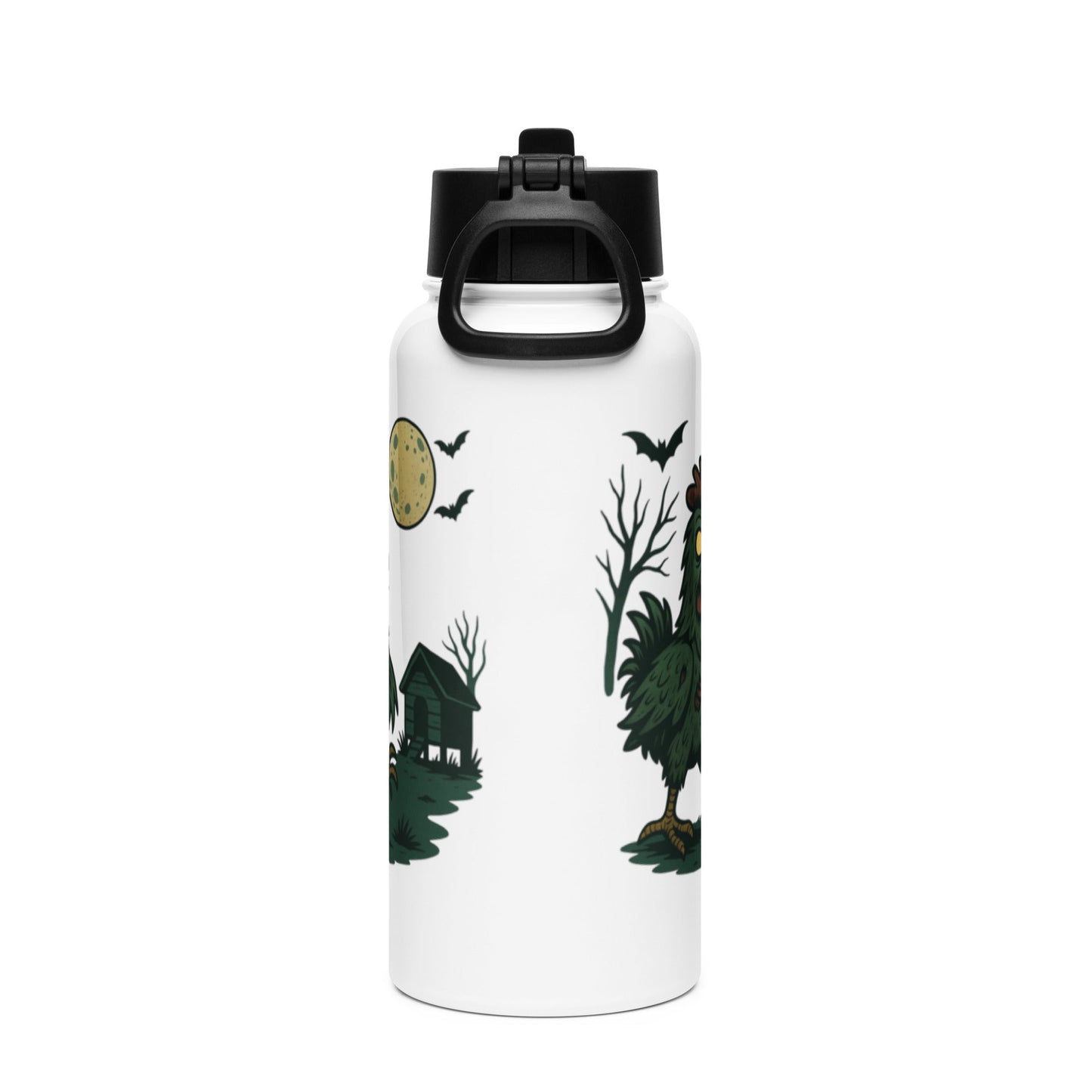 Zombie Chicken Halloween Stainless steel water bottle with a straw