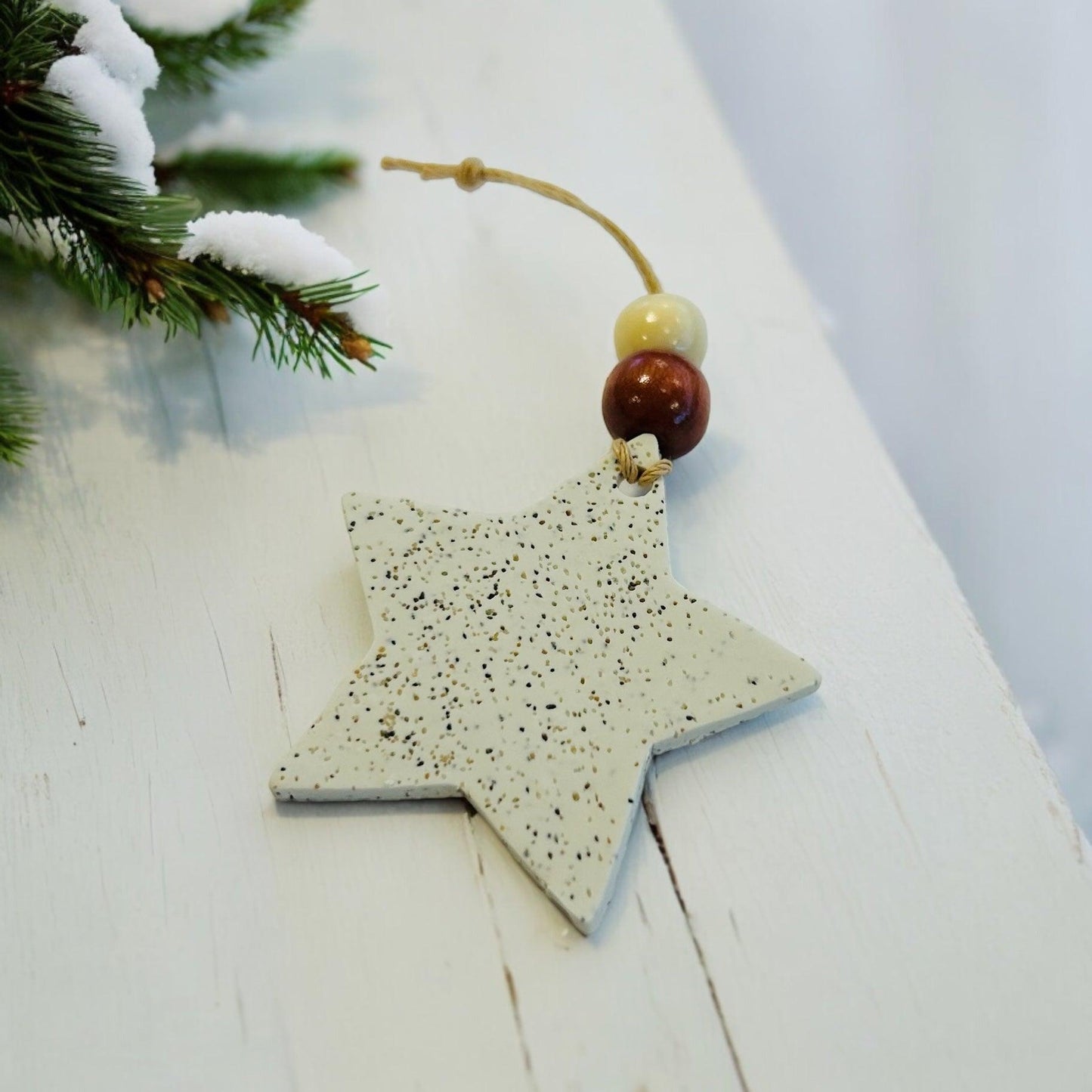 Star Christmas Ornament Handmade from Clay & Nova Scotia Beach Sand