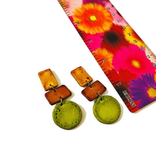 Geometric Statement Necklace, Earth Tones, Handmade Polymer Clay